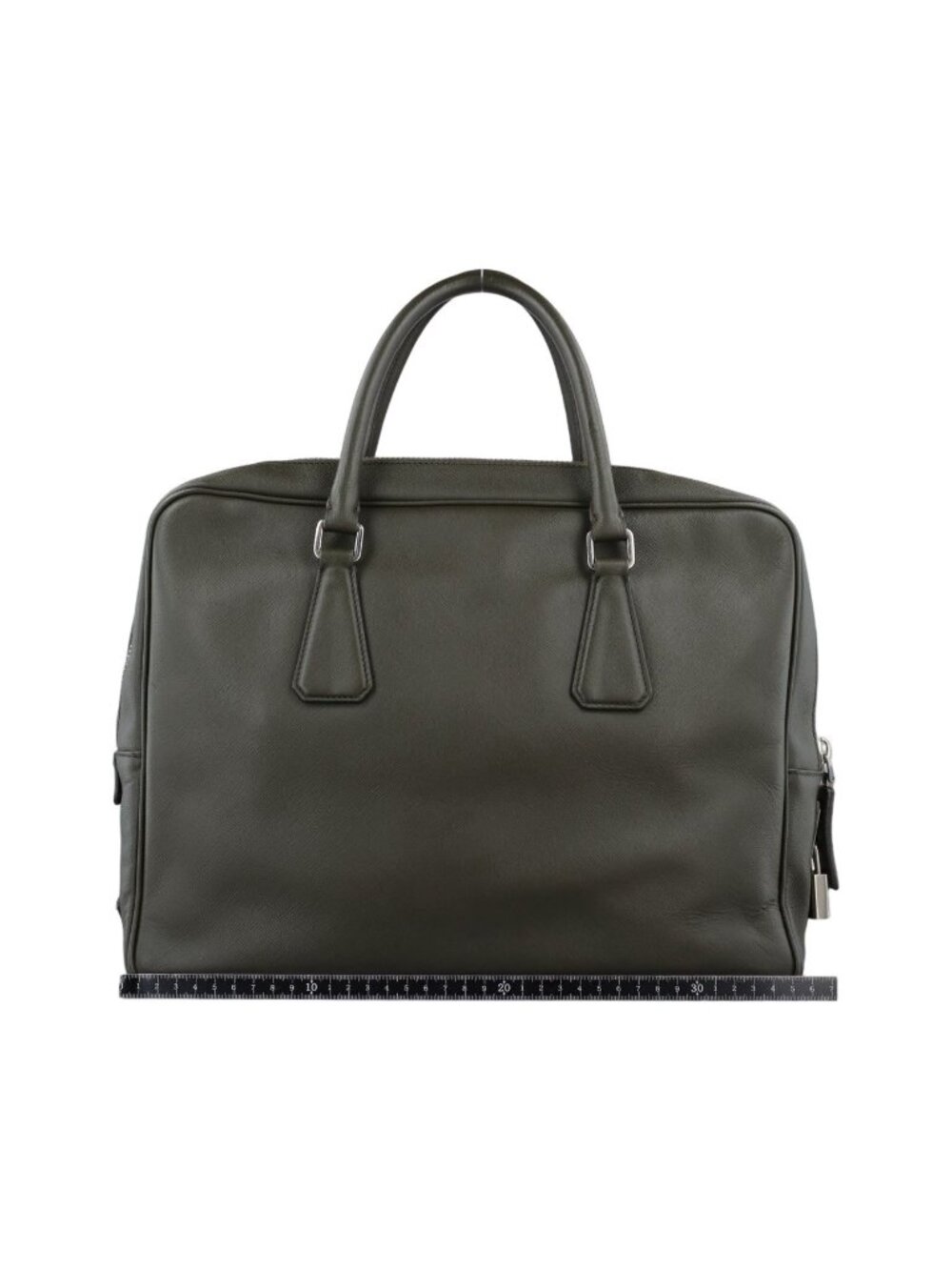 Prada Business Briefcase Green Saffiano Leather 31 - Picture 2 of 15